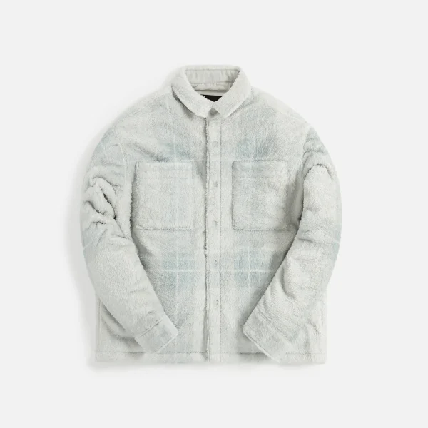 stampd plaid cropped sherpa button down shirt light plaid - KITH-SHOP