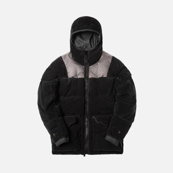 stone island anthracite cotton velvet down jacket - KITH-SHOP