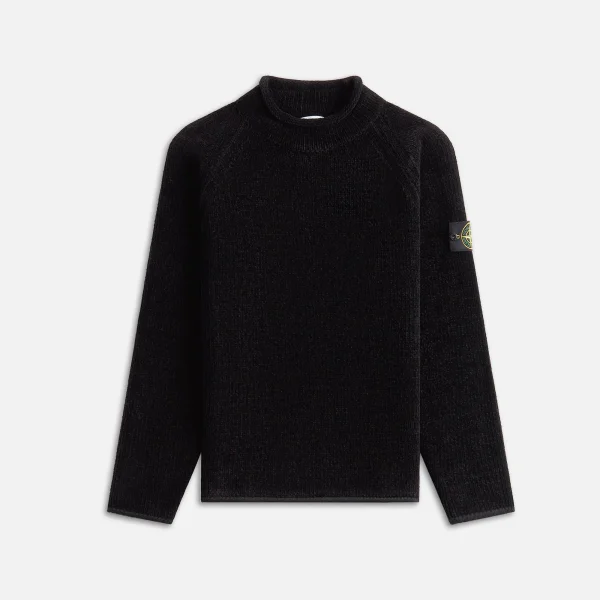 stone island black cotton chenille knit sweater - KITH-SHOP