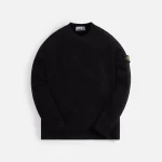 stone island black cotton nylon ribbed fleece sweatshirt - KITH-SHOP