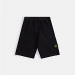 stone island black garment dyed fleece shorts - KITH-SHOP