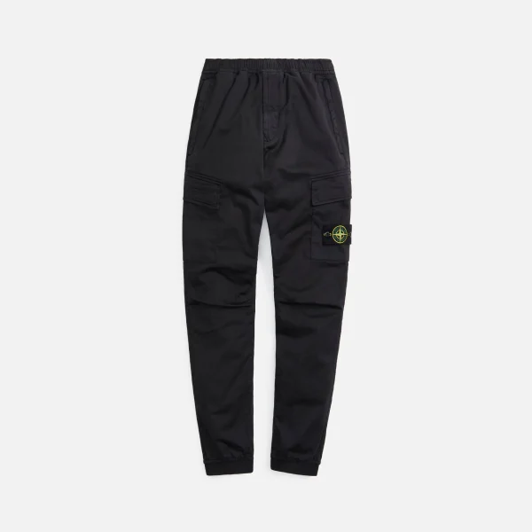 stone island black satin garment dyed pants - KITH-SHOP