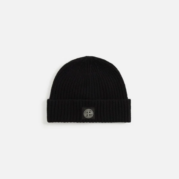 stone island black wool beanie hat - KITH-SHOP