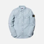 stone island bleached denim button up shirt - KITH-SHOP