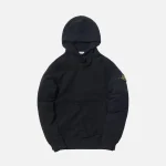 stone island brushed cotton hoodie garment dyed in black - KITH-SHOP