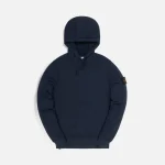 stone island garment dyed brushed cotton fleece hoodie blue marine - KITH-SHOP