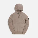 stone island garment dyed brushed cotton fleece hoodie mud - KITH-SHOP