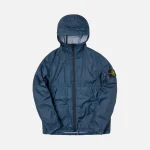 stone island membrana 3l garment dyed jacket in blue marine - KITH-SHOP