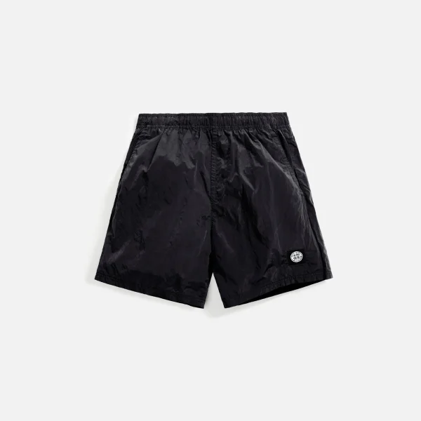 stone island metal nylon garment dyed black swim shorts - KITH-SHOP