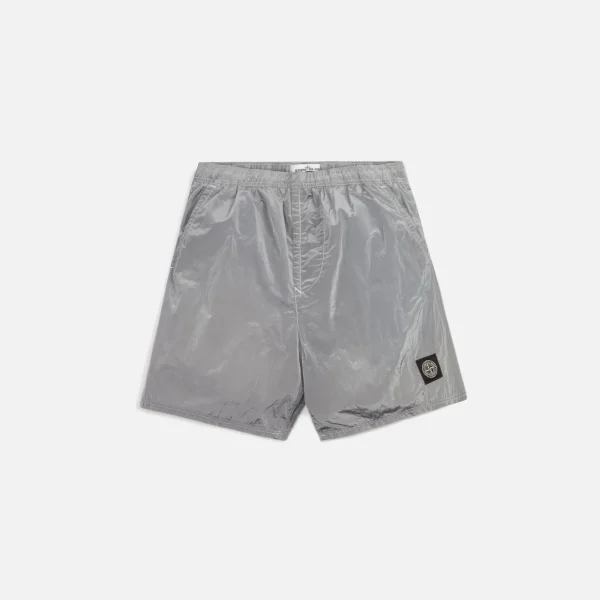 stone island metal nylon garment dyed swim shorts in pearl grey - KITH-SHOP