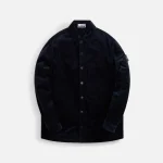 stone island navy blue cotton velvet overshirt - KITH-SHOP