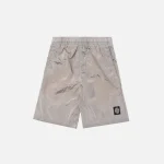 stone island nylon metal mid length garment dyed logo swim shorts stucco - KITH-SHOP