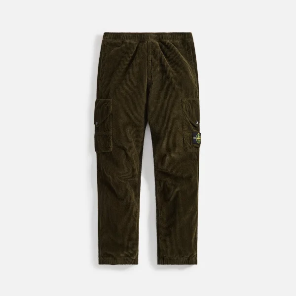 stone island olive cotton corduroy pants - KITH-SHOP