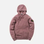 stone island rose quartz garment dyed hoodie with vintage effect - KITH-SHOP