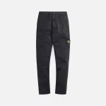 stone island stretch broken twill cotton garment dyed old effect jacket black - KITH-SHOP