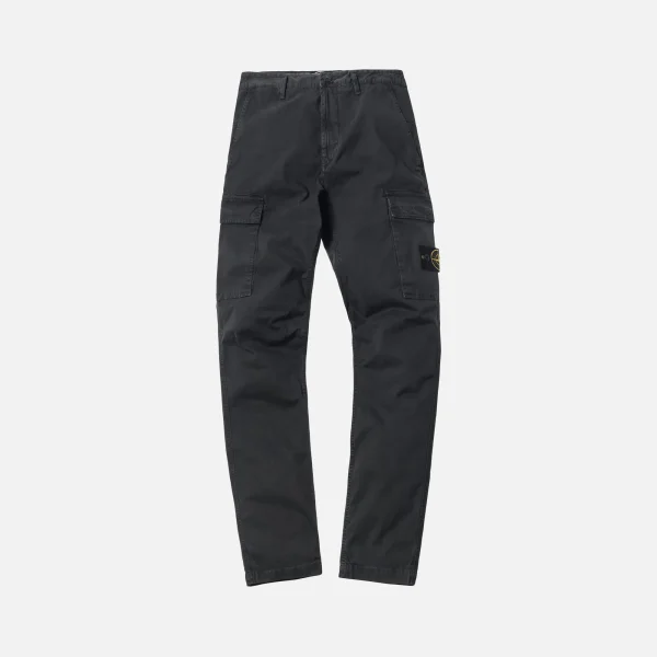 stone island stretch cotton cargo pants garment dyed anthracite - KITH-SHOP