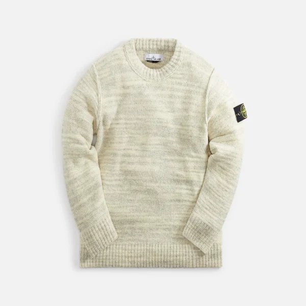 stone island wool and nylon yarn crewneck sweater plaster - KITH-SHOP