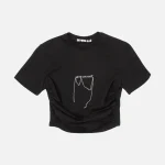 stylish hyein seo black cropped top trendy and versatile - KITH-SHOP