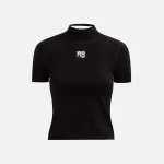 t by alexander wang black bodycon mock neck top w logo patch foundation - KITH-SHOP