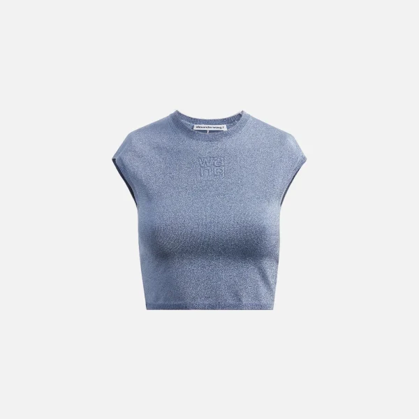 t by alexander wang cap sleeve tee embossed logo ariel blue - KITH-SHOP