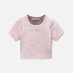 t by alexander wang cropped pink short sleeve top - KITH-SHOP