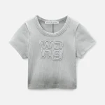 t by alexander wang distressed edge ribbed baby tee in grey - KITH-SHOP