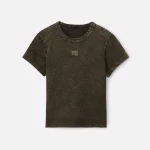 t by alexander wang essential jersey shrunk tee with glitter puff logo army green - KITH-SHOP