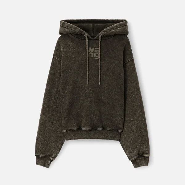 t by alexander wang glitter essential terry hoodie with puff logo army green - KITH-SHOP