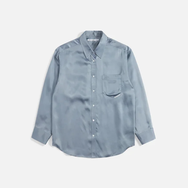 t by alexander wang oxford blue black boyfriend shirt - KITH-SHOP