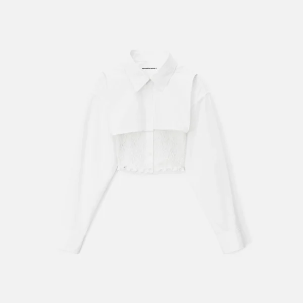 t by alexander wang smocked cami overshirt in white - KITH-SHOP