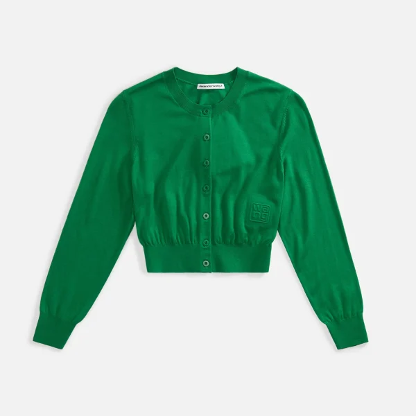 t by alexander wang superfine cropped crewneck cardigan fern - KITH-SHOP