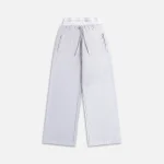 t by alexander wang wide leg sweatpants with logo elastic waistband light heather gray - KITH-SHOP