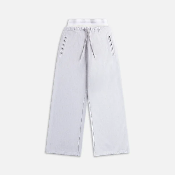 t by alexander wang wide leg sweatpants with logo elastic waistband light heather gray - KITH-SHOP