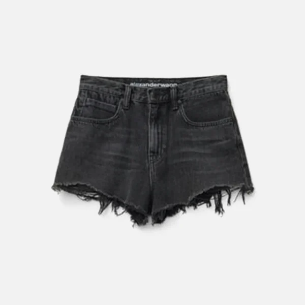 tbyalexanderwang aged grey denim bite shorts - KITH-SHOP