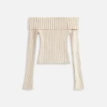 thalia ribbed off shoulder sweater in ivory by guizio - KITH-SHOP