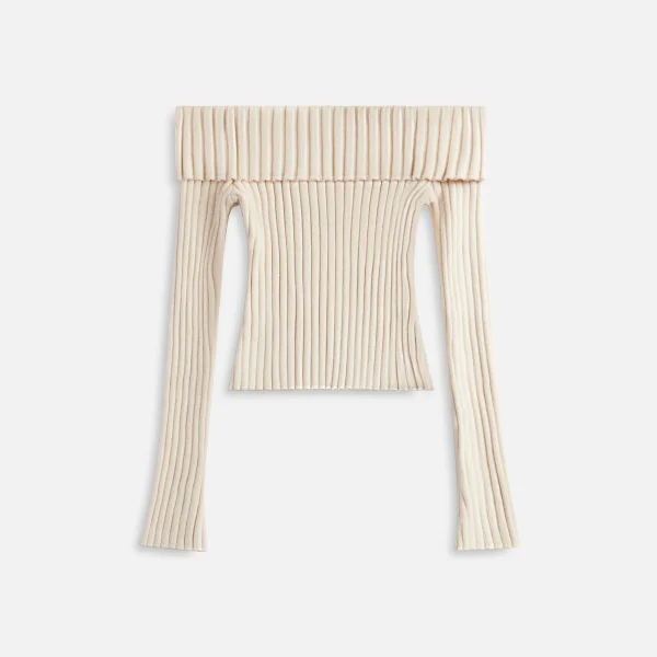 thalia ribbed off shoulder sweater in ivory by guizio - KITH-SHOP