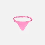 the attico baby pink matt lycra bikini bottom with torchon detail and twist design - KITH-SHOP