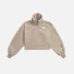 the north face women s platte sherpa 1 4 zip sweater in flax - KITH-SHOP