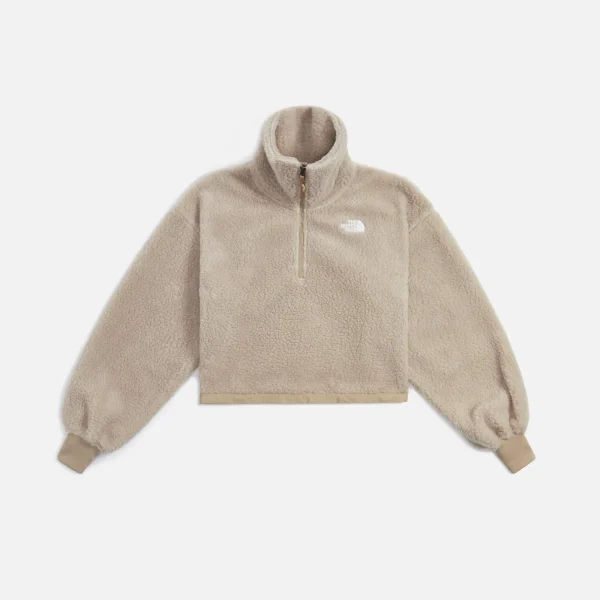 the north face women s platte sherpa 1 4 zip sweater in flax - KITH-SHOP