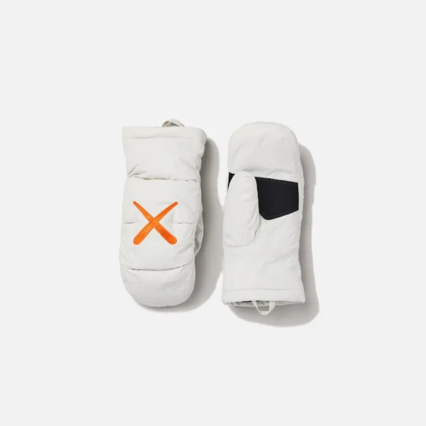 the north face x kaws project nuptse mitt in moonlight ivory - KITH-SHOP