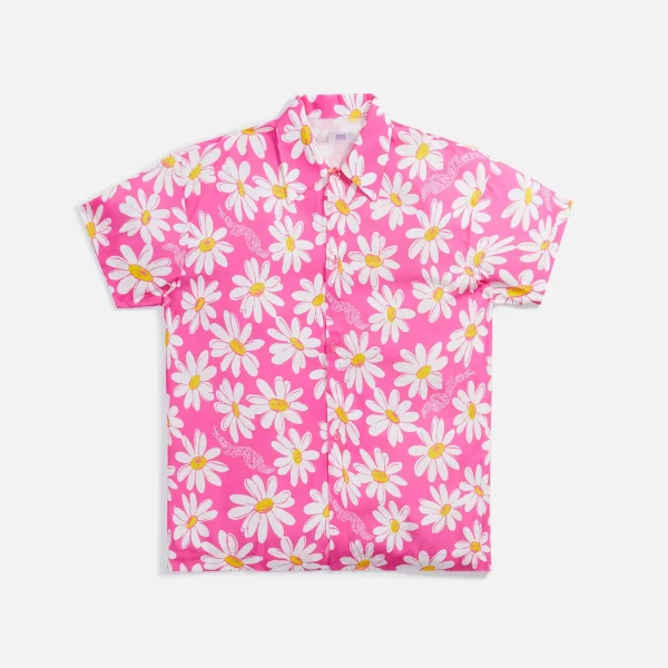 unisex pink floral woven shirt by erl - KITH-SHOP