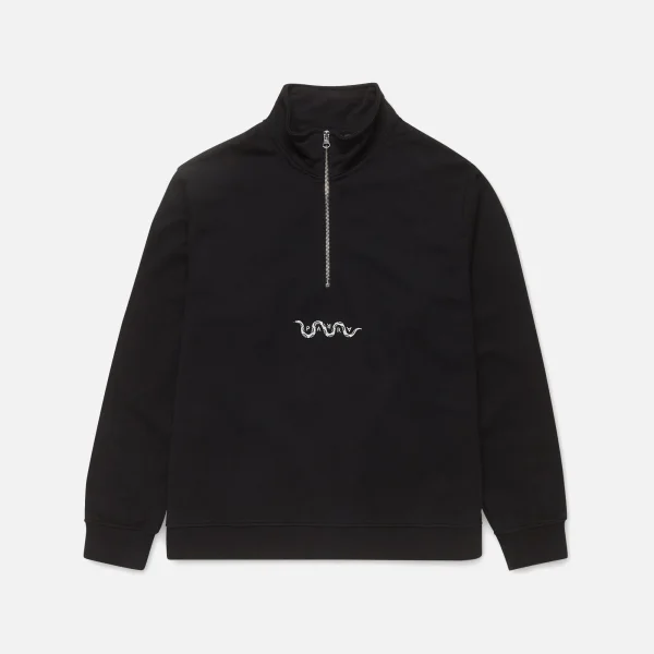 upgrade your style with the parra snake 1 4 zip sweatshirt black - KITH-SHOP