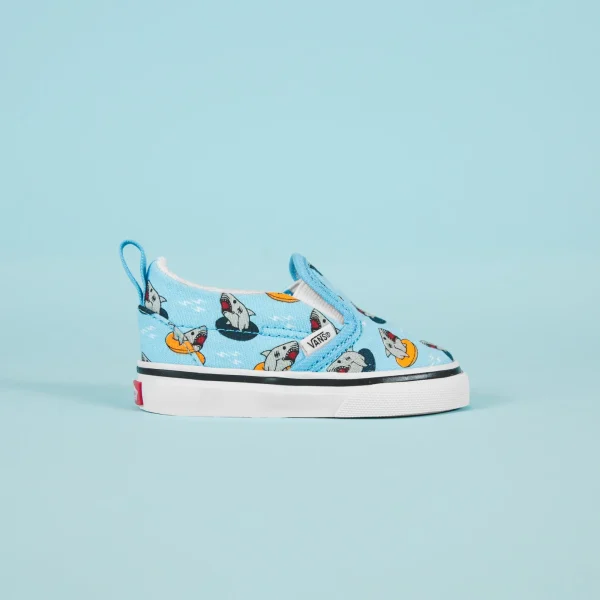 vans kids slip on v floatie sharks in sailor blue true white - KITH-SHOP