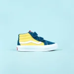 vans pre school sk8 mid reissue v retro skate shoes sailor blue - KITH-SHOP