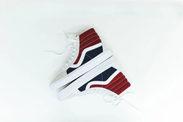 vans sk8 hi reissue retro block sneakers white red blue - KITH-SHOP