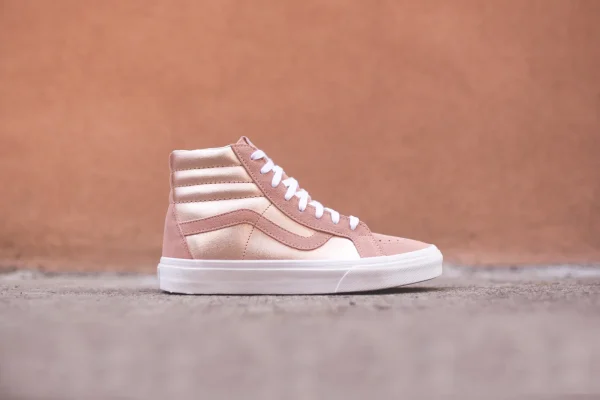 vans women s sk8 hi sneakers in rose gold and white - KITH-SHOP