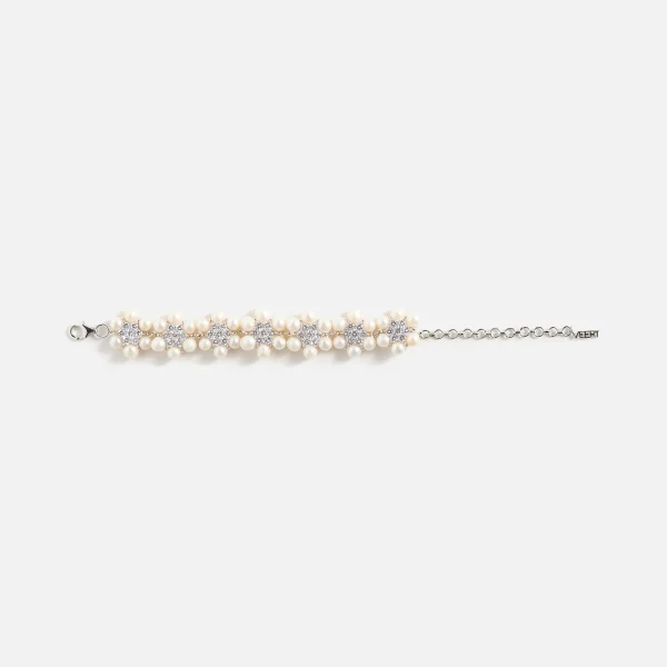 veert 42mm clear pearl flower bracelet in white gold - KITH-SHOP