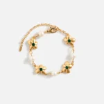 veert green pearl flower bracelet in yellow gold - KITH-SHOP