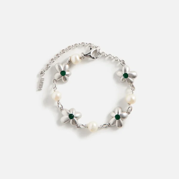 veert green pearl flower white gold bracelet - KITH-SHOP