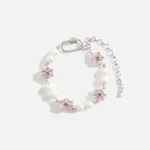 veert macro flower stone freshwater pearl bracelet in pink green and white - KITH-SHOP